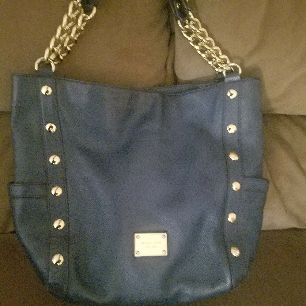 Michael Kors leather satchel EUC bag Navy big!!